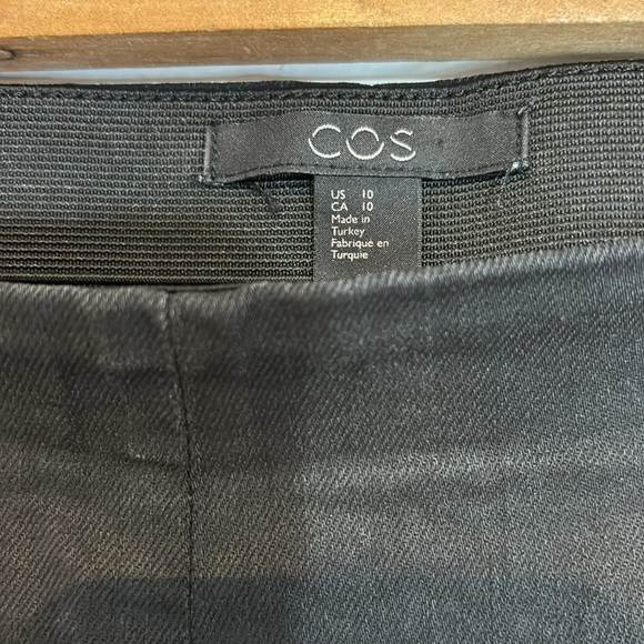 COS black shiny stretch trousers with side zip size 10 - Picture 3 of 10
